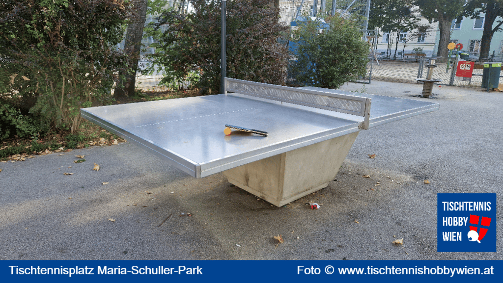 Tischtennis in Wien Floridsdorf erleben, dieses Mal im Maria-Schuller-Park. Tischtennis verbindet Menschen.