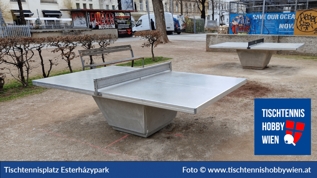 Tischtennistische finden in Wien Mariahilf, dieses Mal im Esterhazypark. Tischtennis verbindet Menschen - Tischtennis Hobby Wien