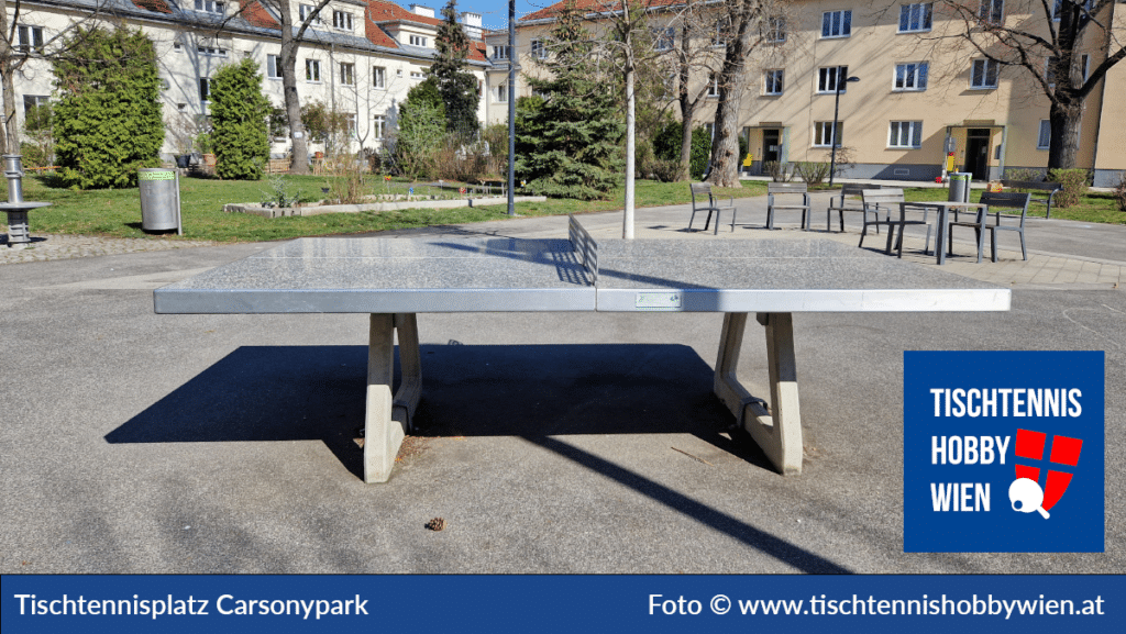 Tischtennistische finden in Wien Simmering, dieses Mal im Carsonypark. Gemeinsam für das Tischtennis in Wien - Tischtennis Hobby Wien