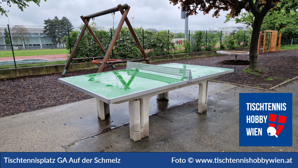 Tischtennistische finden in Wien Rudolfsheim-Fünfhaus, dieses Mal in der Grünanlage Auf der Schmelz. Gemeinsam für das Tischtennis in Wien - Tischtennis Hobby Wien
