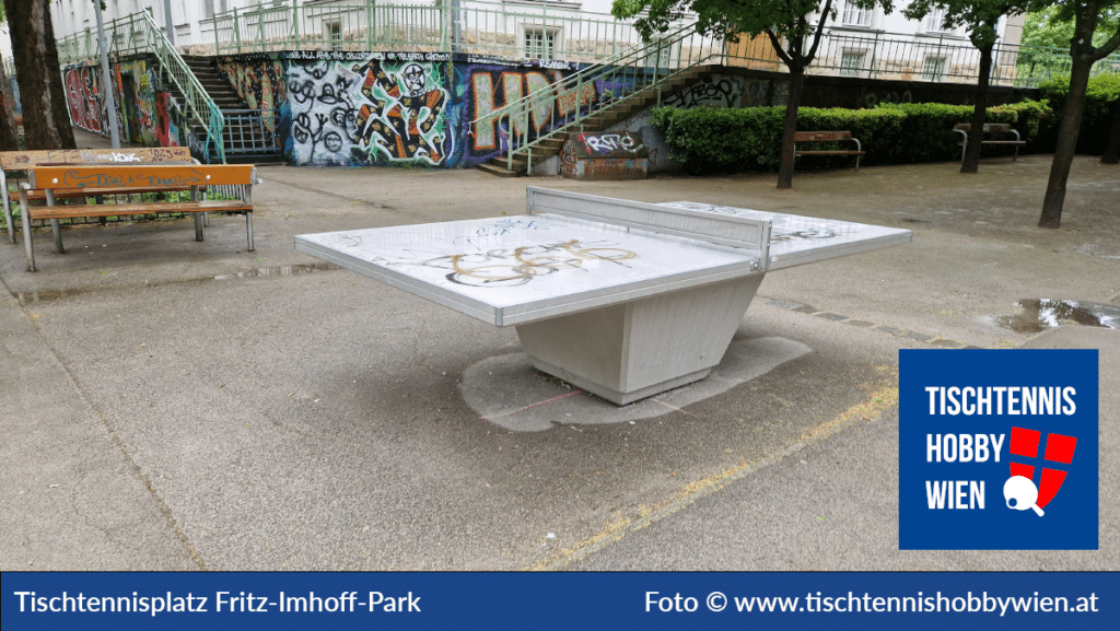 Tischtennistische finden in Wien Mariahilf, dieses Mal im Fritz-Imhoff-Park. Tischtennis verbindet Menschen - Tischtennis Hobby Wien