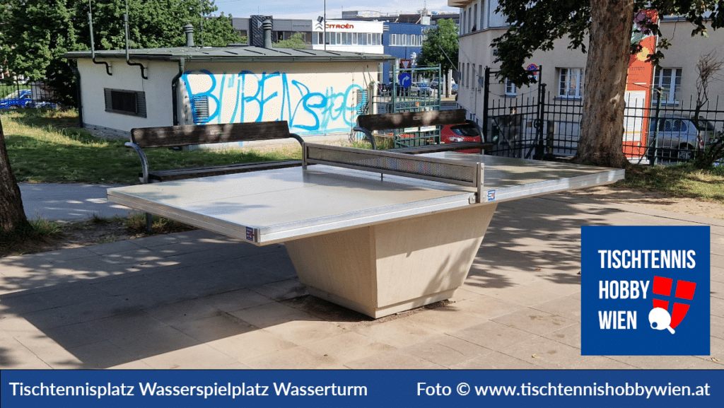 Tischtennistische finden in Wien Favoriten, dieses Mal im Wasserspielplatz Wasserturm. Tischtennis verbindet Menschen - Tischtennis Hobby Wien