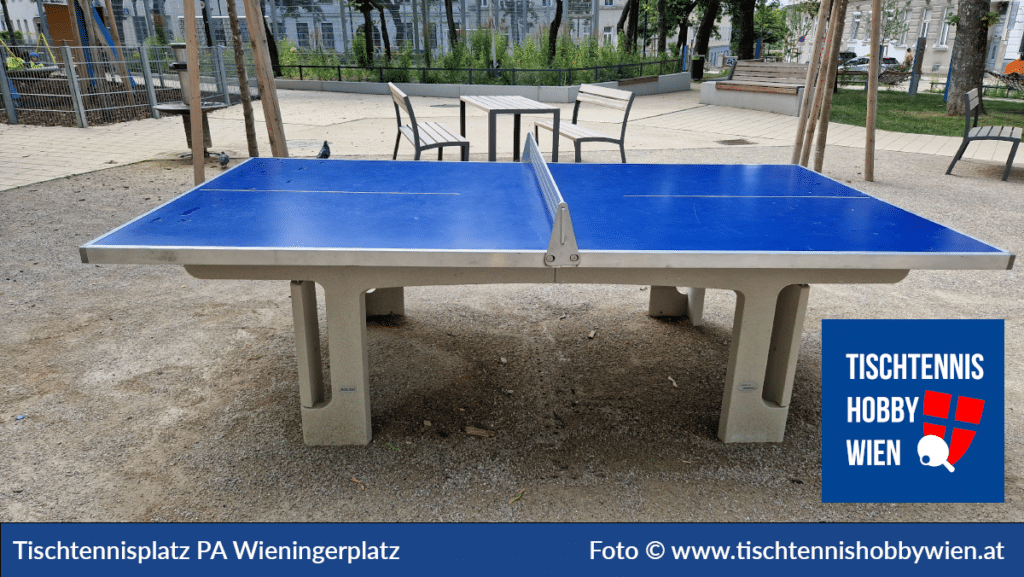 Tischtennistische finden in Wien Rudolfsheim-Fünfhaus, dieses Mal in der Parkanlage Wieningerplatz. Tischtennis verbindet Menschen - Tischtennis Hobby Wien