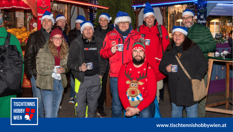 Weihnachtsstimmung pur beim jährlichen Punsch-Treffen 2024 unserer Wiener Tischtennis-Familie am Wintermarkt am Riesenradplatz! Solche Momente gehören zu unseren Zielen: die Tischtennis-Gemeinschaft zu vernetzen und neue Begegnungen rund um den Sport zu schaffen.