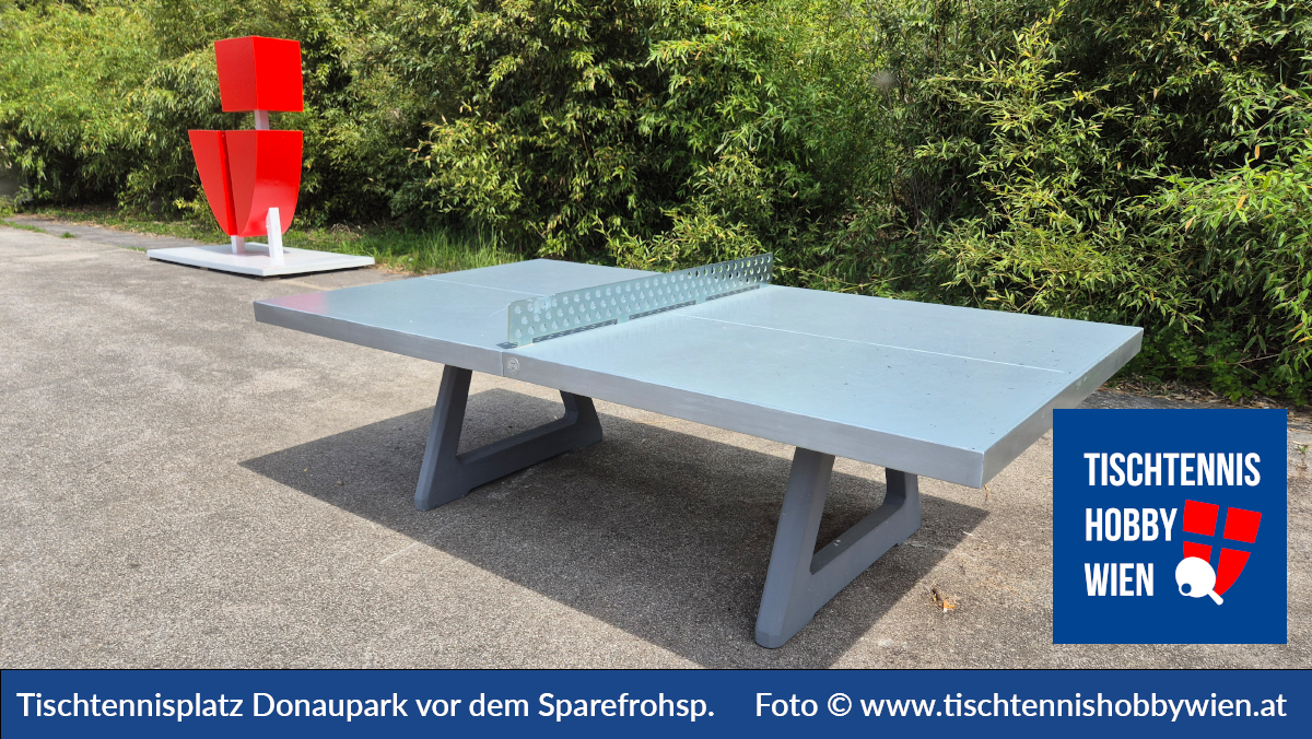 Tischtennistische finden in Wien Donaustadt, dieses Mal im Donaupark vor dem Sparefroh Spielplatz. Gemeinsam für das Tischtennis in Wien - Tischtennis Hobby Wien