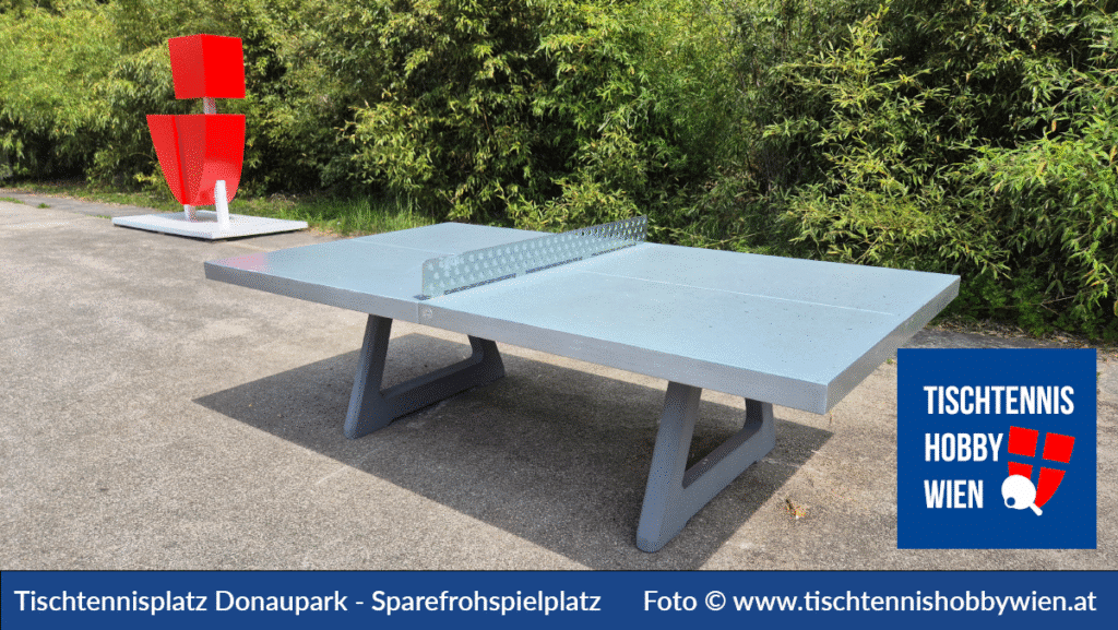 Tischtennistische finden in Wien Donaustadt, dieses Mal im Donaupark vor dem Sparefroh Spielplatz. Gemeinsam für das Tischtennis in Wien - Tischtennis Hobby Wien
