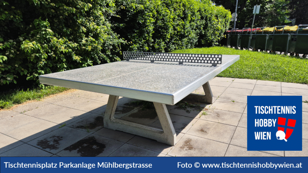 Tischtennistische finden in Wien Penzing, dieses Mal in der Parkanlage Mühlbergstrasse. Tischtennis verbindet Menschen - Tischtennis Hobby Wien
