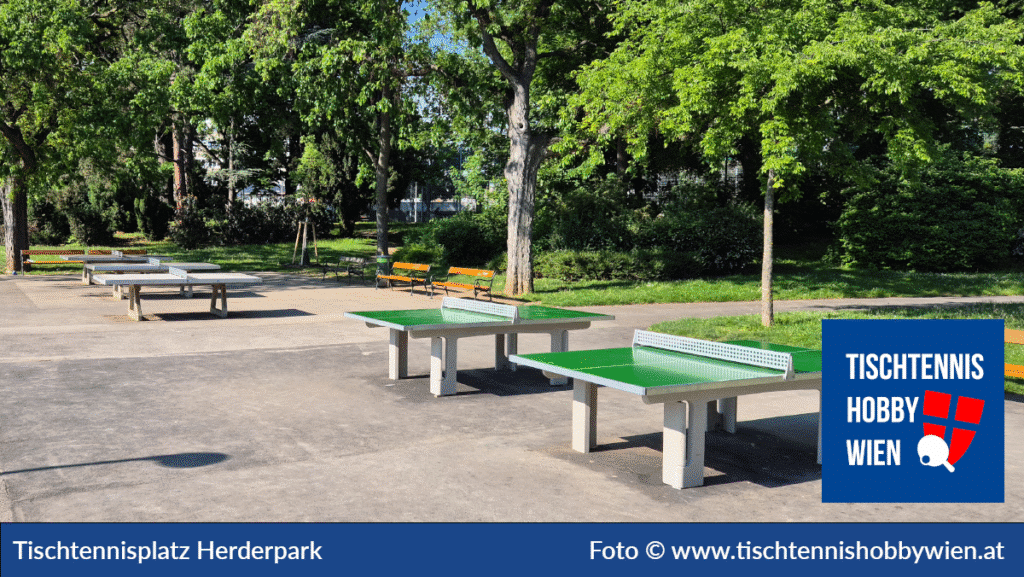 Tischtennistische finden in Wien Simmering, dieses Mal im Herderpark. Gemeinsam für das Tischtennis in Wien - Tischtennis Hobby Wien