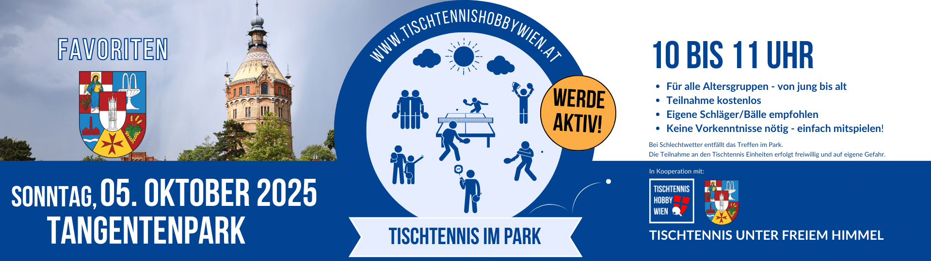 Tischtennis im Park - eine gemeinsame Aktion von Tischtennis Hobby Wien, dem Bezirk Favoriten. Gemeinsam für mehr Bewegung, Aktivität und soziale Begegnung in Wiens Parks.